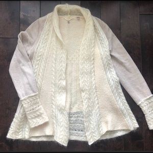 Anthropologie Wool and Mohair Lace Knit Sweater Cardigan
